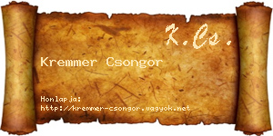 Kremmer Csongor névjegykártya
